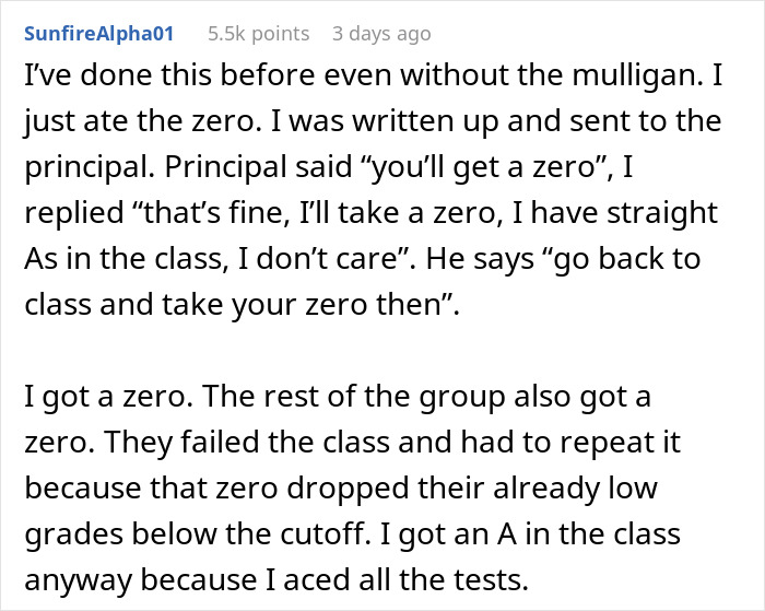 Guy Maliciously Complies With Lazy Teammates And Gets Them All A 0% On A Project Using Teacher’s Loophole