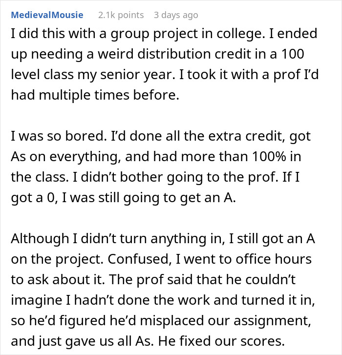 Guy Maliciously Complies With Lazy Teammates And Gets Them All A 0% On A Project Using Teacher’s Loophole