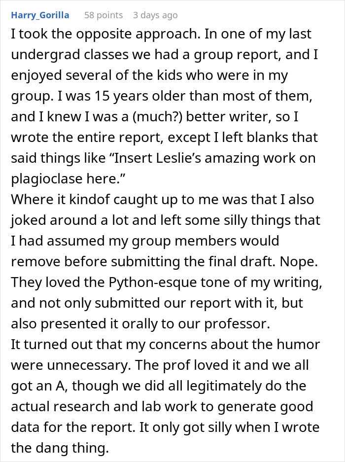 Guy Maliciously Complies With Lazy Teammates And Gets Them All A 0% On A Project Using Teacher’s Loophole