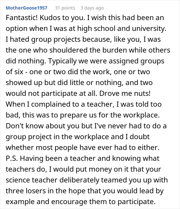 Guy Maliciously Complies With Lazy Teammates And Gets Them All A 0% On A Project Using Teacher’s Loophole