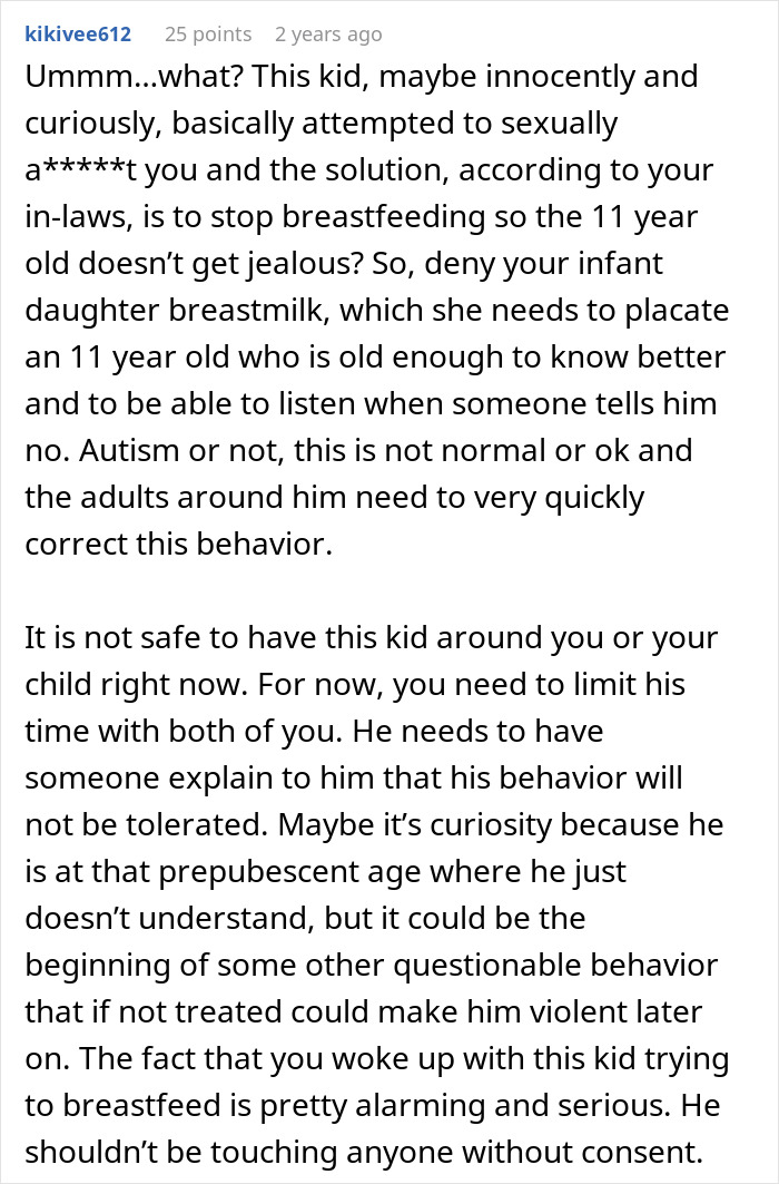 11-Year-Old Starts Acting Beyond Creepy Around Stepsister Who Just Gave Birth, Parents Refuse To Get Help