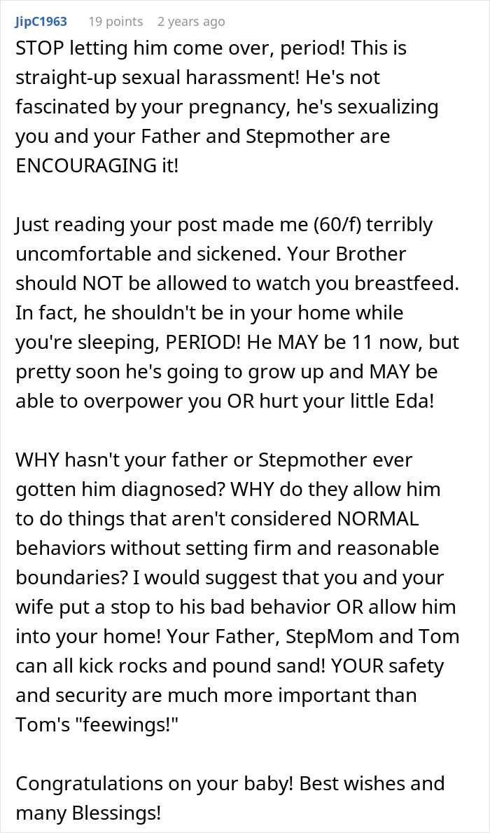 11-Year-Old Starts Acting Beyond Creepy Around Stepsister Who Just Gave Birth, Parents Refuse To Get Help