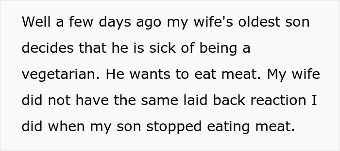 Man Prepared To Fight For Stepson Who Wants To Change His Diet But Mom Is Against It
