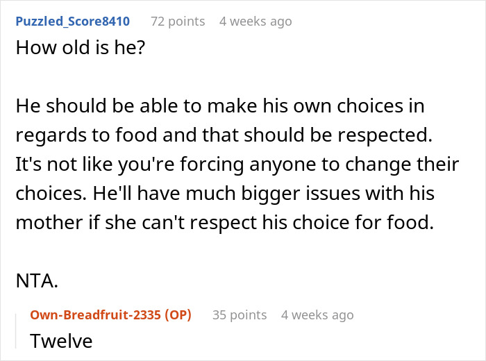 Man Prepared To Fight For Stepson Who Wants To Change His Diet But Mom Is Against It