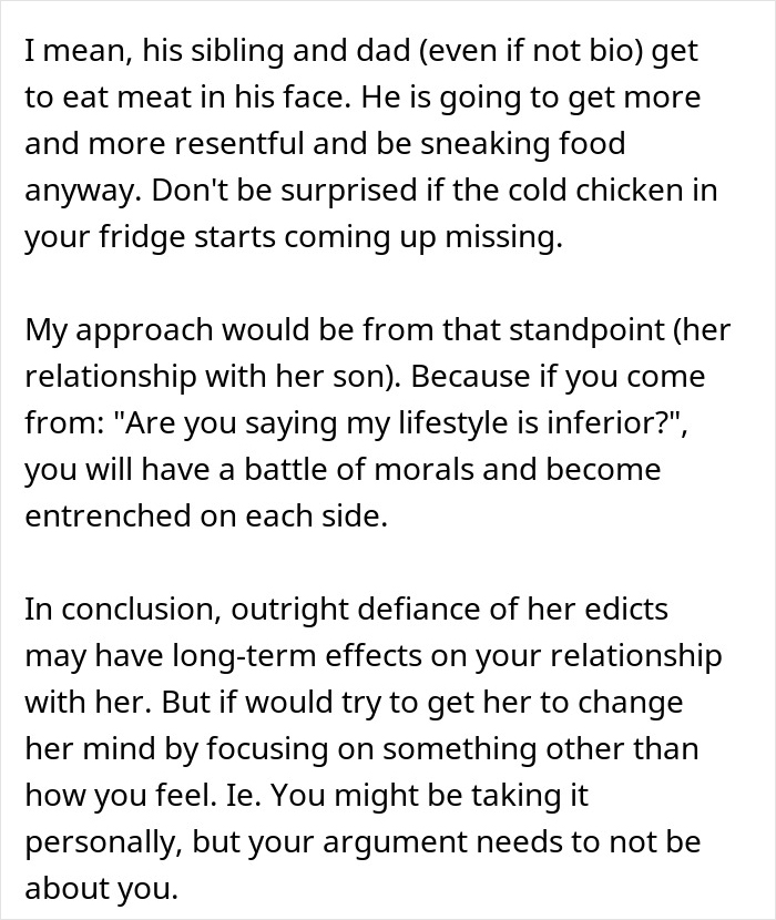 Man Prepared To Fight For Stepson Who Wants To Change His Diet But Mom Is Against It