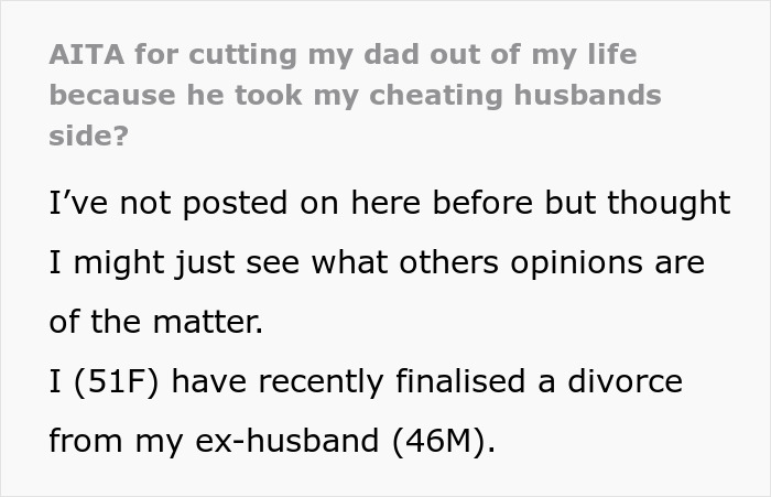 Dad’s Reaction To Daughter’s Divorce Costs Him His Relationship With Her