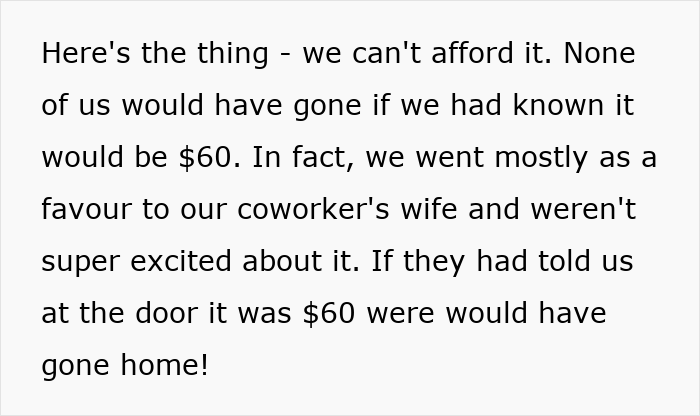 “Coworker Gave Us Tickets To His Wife’s Performance And Now We Have To Pay $360?!”