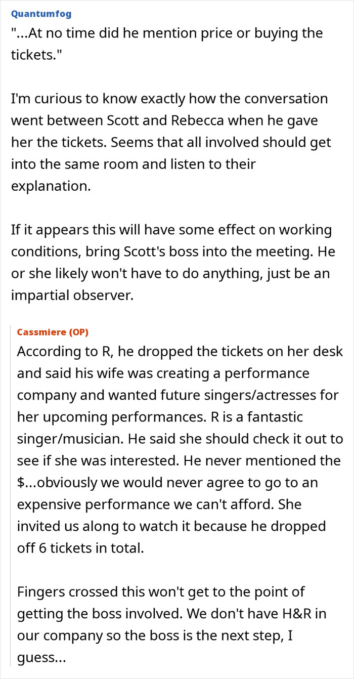 “Coworker Gave Us Tickets To His Wife’s Performance And Now We Have To Pay $360?!”