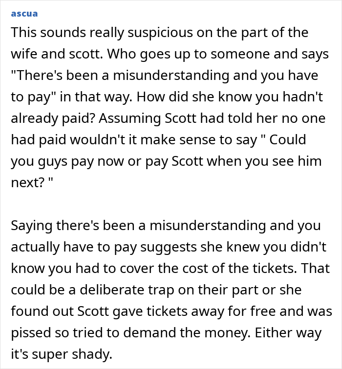 “Coworker Gave Us Tickets To His Wife’s Performance And Now We Have To Pay $360?!”