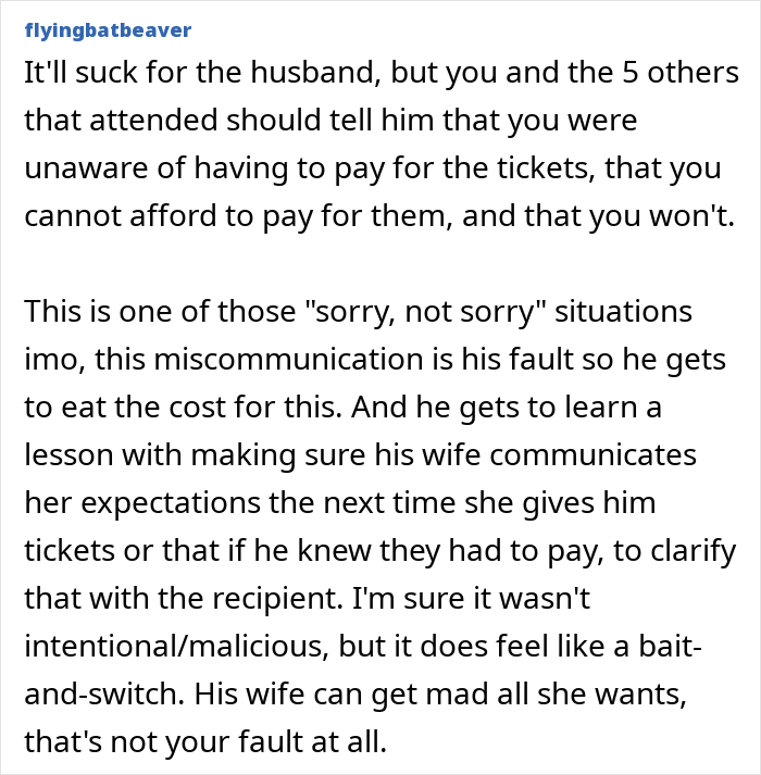 “Coworker Gave Us Tickets To His Wife’s Performance And Now We Have To Pay $360?!”