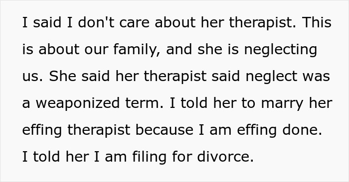 “AITAH For Telling My Wife To Marry Her Therapist Because I Am Done?”