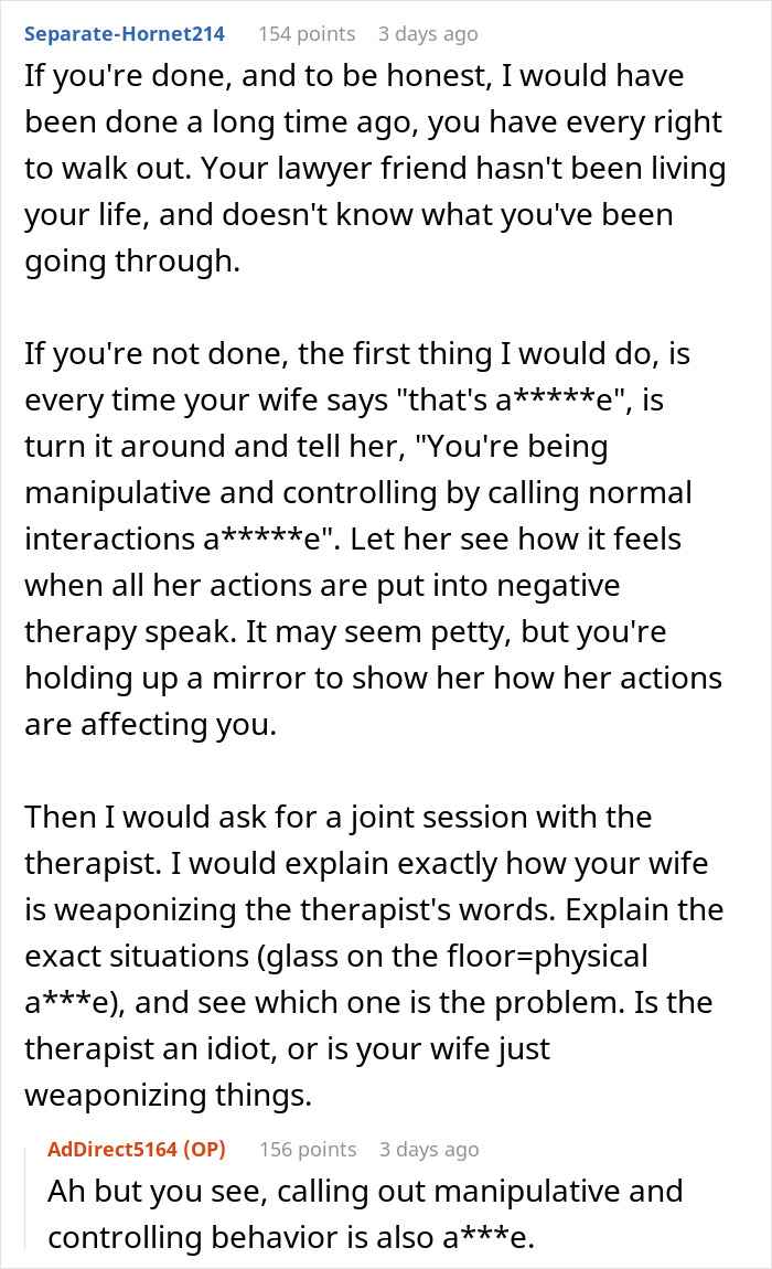 “AITAH For Telling My Wife To Marry Her Therapist Because I Am Done?”