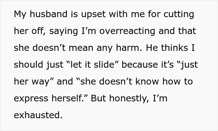 Wife Cuts Off Her MIL After Years Of Passive-Aggressive Jokes, Husband Furious About The Drama