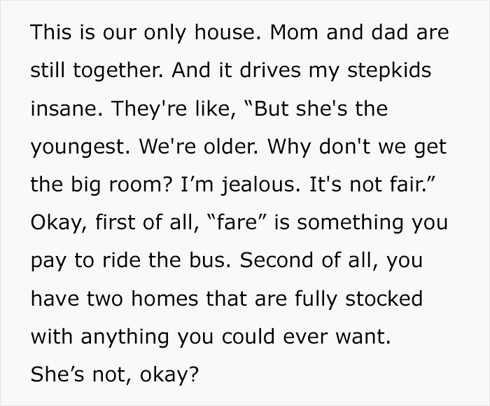 Mom Proudly Explains Why Youngest Daughter Gets Biggest Room While Older Stepkids Don’t