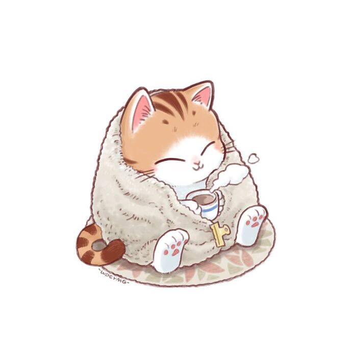 50 Irresistibly Cute Cat Illustrations That Might Make You Smile
