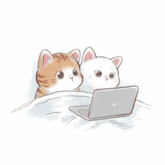 50 Irresistibly Cute Cat Illustrations That Might Make You Smile