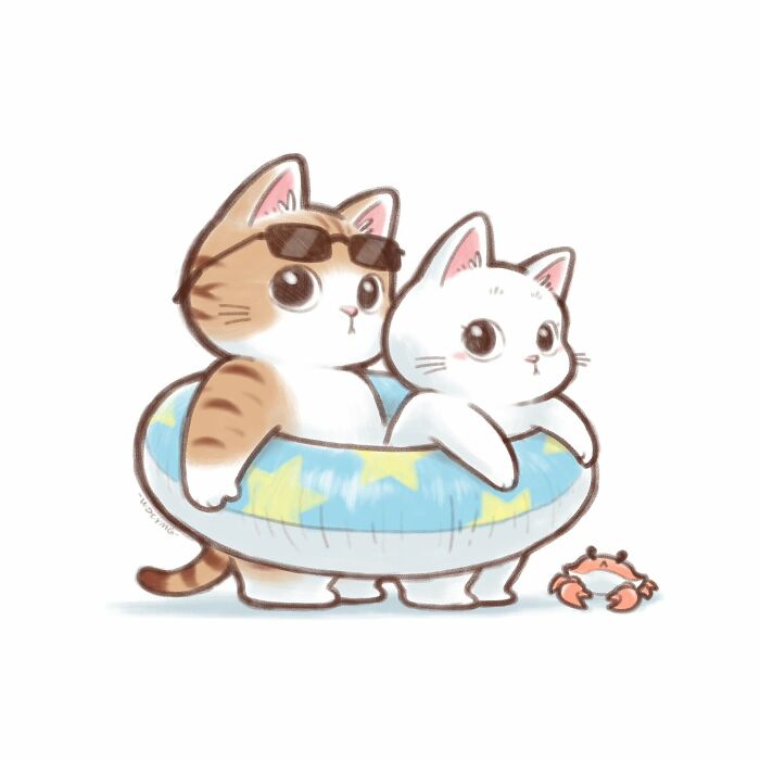 50 Irresistibly Cute Cat Illustrations That Might Make You Smile