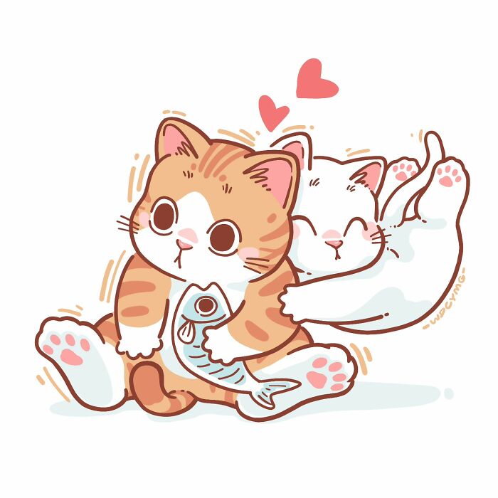 50 Irresistibly Cute Cat Illustrations That Might Make You Smile