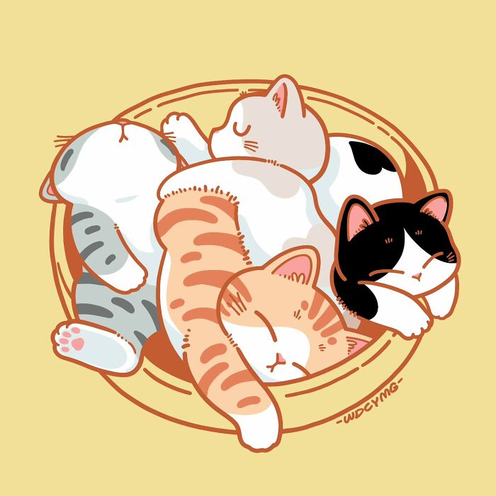 50 Irresistibly Cute Cat Illustrations That Might Make You Smile