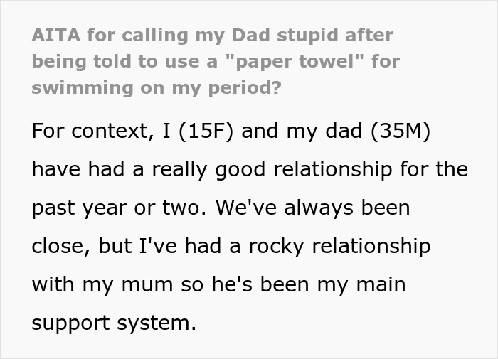 Dad Tells Teen Daughter To Use Paper Towel For Period, Fam Turns On Her As She Calls Him Stupid Dad Tells Teen Daughter To Use Paper Towel For Period, Fam Turns On Her As She Calls Him Stupid