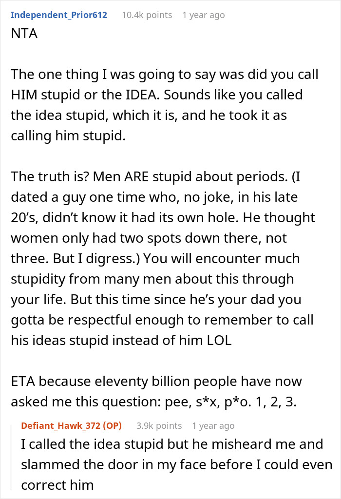 Dad Tells Teen Daughter To Use Paper Towel For Period, Fam Turns On Her As She Calls Him Stupid Dad Tells Teen Daughter To Use Paper Towel For Period, Fam Turns On Her As She Calls Him Stupid