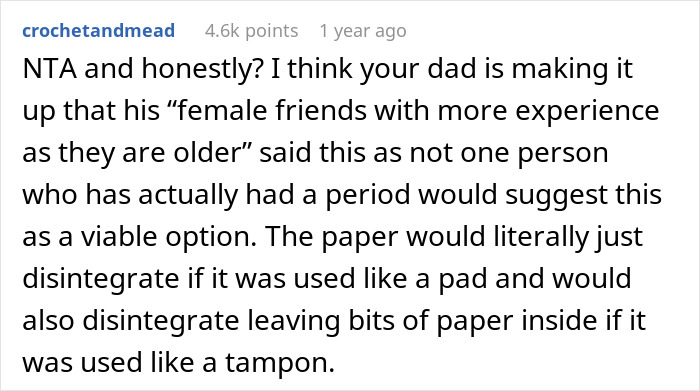Dad Tells Teen Daughter To Use Paper Towel For Period, Fam Turns On Her As She Calls Him Stupid Dad Tells Teen Daughter To Use Paper Towel For Period, Fam Turns On Her As She Calls Him Stupid
