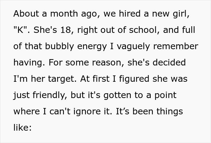 18YO Keeps Trying To Flirt With Married 32YO At Work, He Bluntly Shuts Her Down, She Gets Very Mad 18YO Keeps Trying To Flirt With Married 32YO At Work, He Bluntly Shuts Her Down, She Gets Very Mad