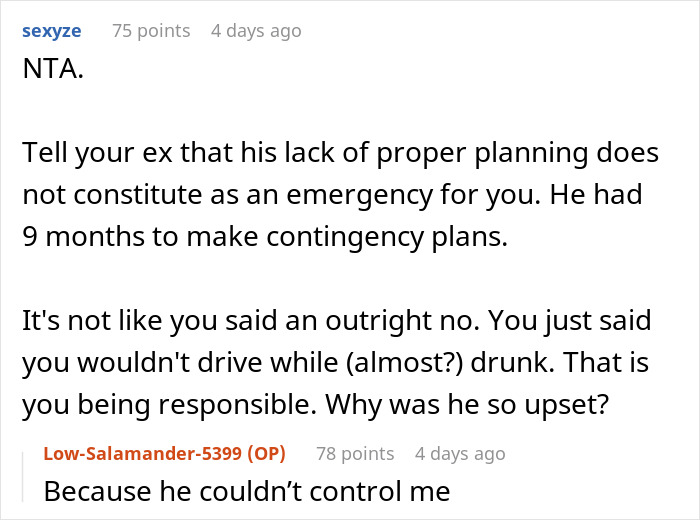 Mom Refuses To Drive Drunk To Pick Up 4YO, Ex Argues Over It For 30 Mins While His GF Is In Labor