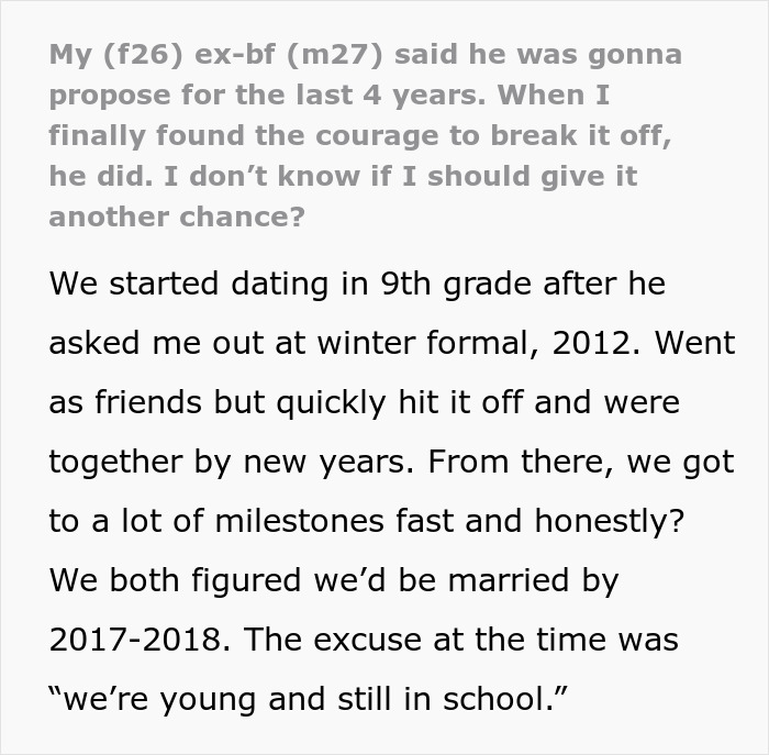 Man Proposes 2 Months After GF Dumped Him, Shows His True Colors When She Refuses