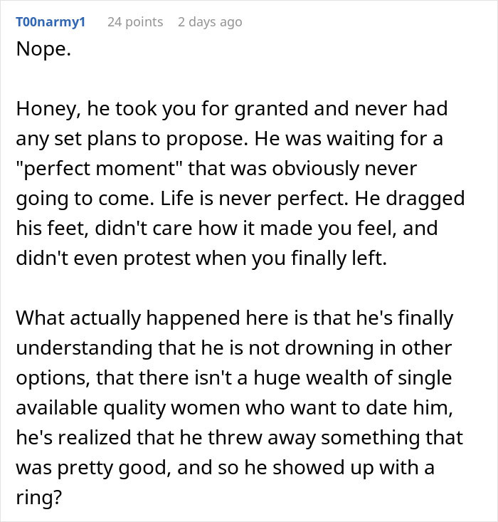 Man Proposes 2 Months After GF Dumped Him, Shows His True Colors When She Refuses
