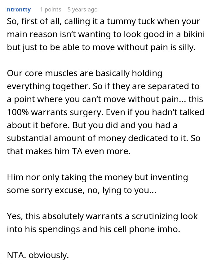 Woman’s Dream Of Having Tummy Tuck Falls To Pieces After Husband ‘Steals’ Her $15k Savings