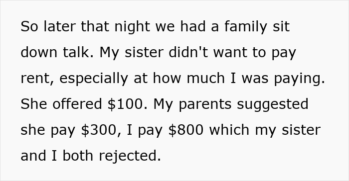 Sibling Refuses To Keep Paying Rent To Parents After Finding Out Sister Lives Rent Free