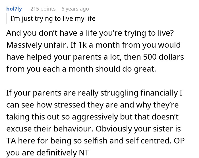 Sibling Refuses To Keep Paying Rent To Parents After Finding Out Sister Lives Rent Free