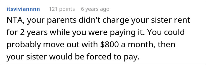 Sibling Refuses To Keep Paying Rent To Parents After Finding Out Sister Lives Rent Free