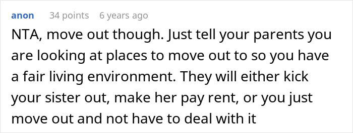 Sibling Refuses To Keep Paying Rent To Parents After Finding Out Sister Lives Rent Free