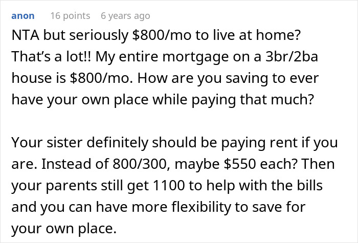 Sibling Refuses To Keep Paying Rent To Parents After Finding Out Sister Lives Rent Free