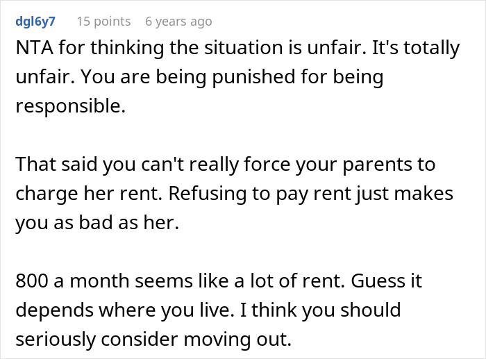 Sibling Refuses To Keep Paying Rent To Parents After Finding Out Sister Lives Rent Free
