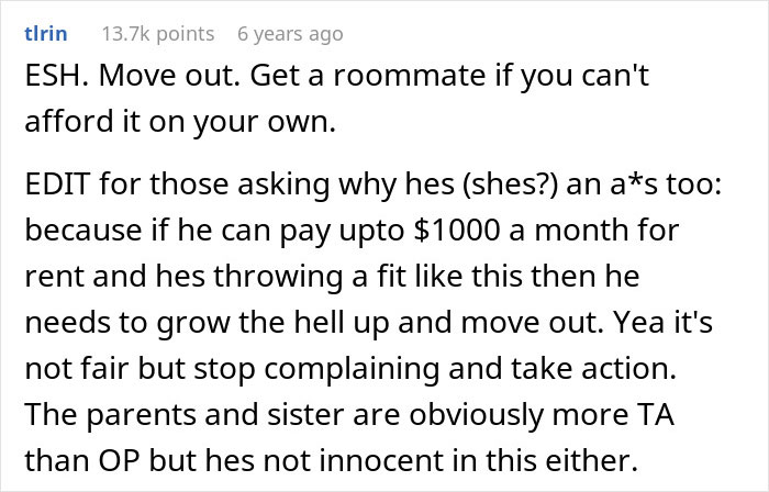 Sibling Refuses To Keep Paying Rent To Parents After Finding Out Sister Lives Rent Free