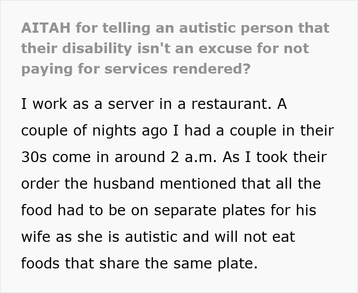 Autistic Woman Has A Panic Attack At Restaurant, Complains When She Doesn’t Get Her Food For Free