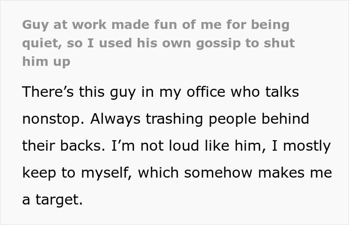Office Bully Always Mocks Quiet Coworker, They Shut Him Up By Threatening To Reveal His Secret