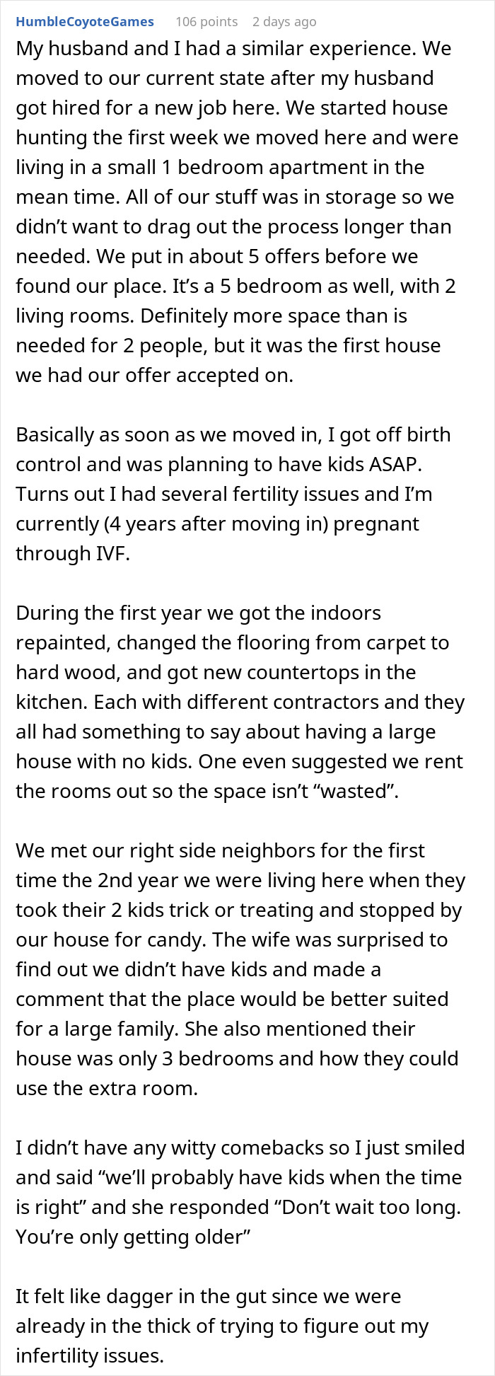 Nosy Neighbor Shames Couple For Owning Big Home With No Kids, Their Heartbreaking Reply Silences Her