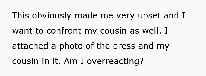 Bride Horrified As Cousin Wears Long White Dress To Her Wedding, Furious As Her Mom Approved It