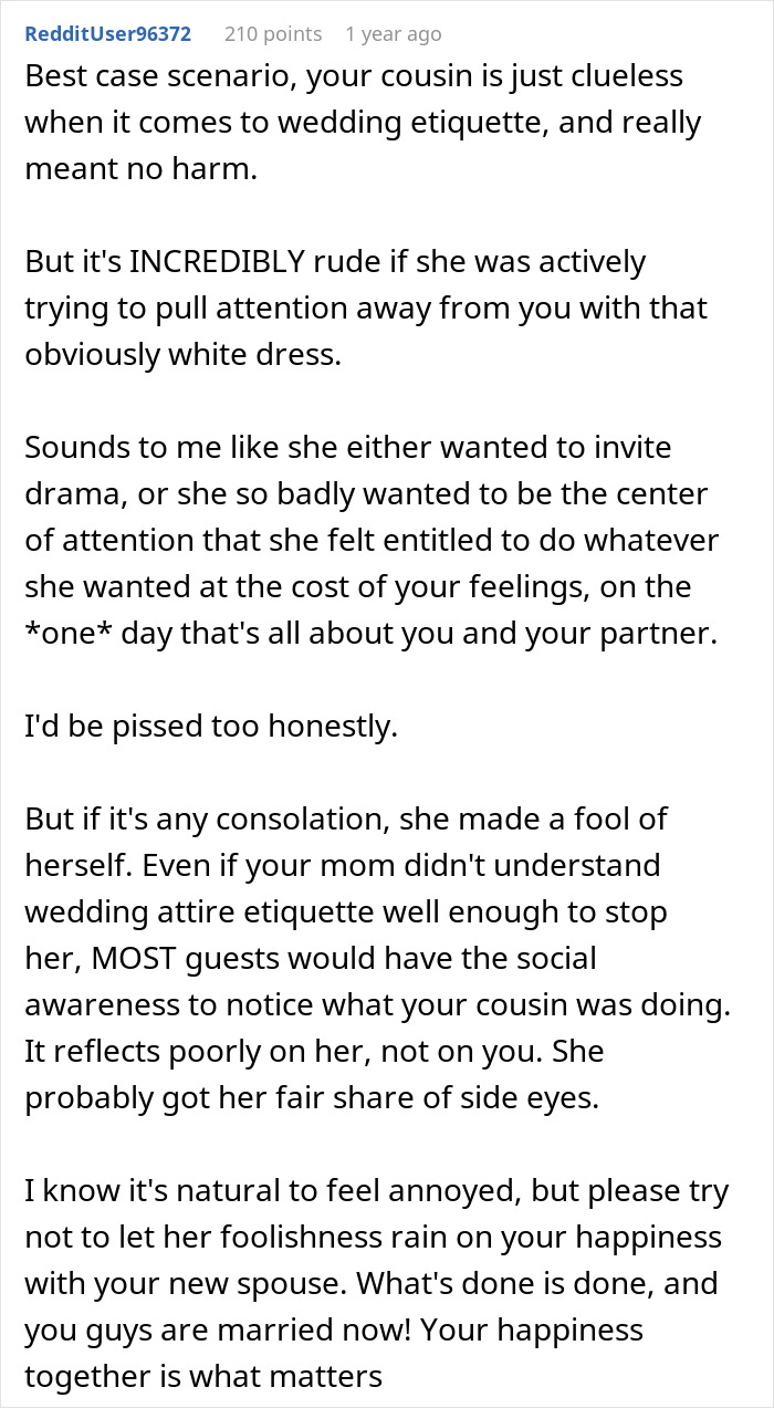 Bride Horrified As Cousin Wears Long White Dress To Her Wedding, Furious As Her Mom Approved It