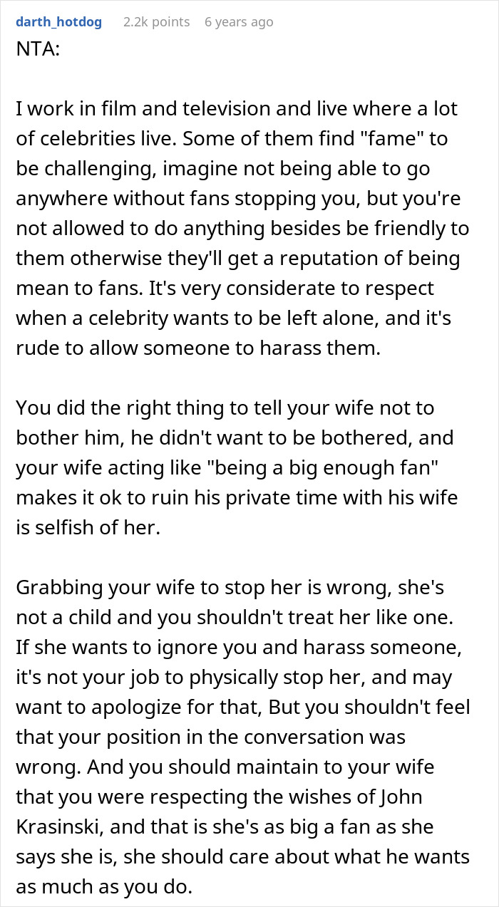 Wife Meets Her Celebrity Crush, Won’t Speak To Husband When He Asks Her To Respect His Privacy