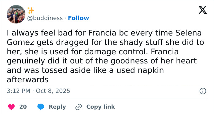 Francia Raisa’s “PR Stunt” Reaction To Not Being Invited To Selena Gomez’s Nuptials Goes Viral