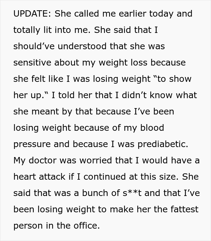 Woman Loses Weight, Her Coworker Is Not Happy About It: &#8220;Fattest Person In The Office&#8221;