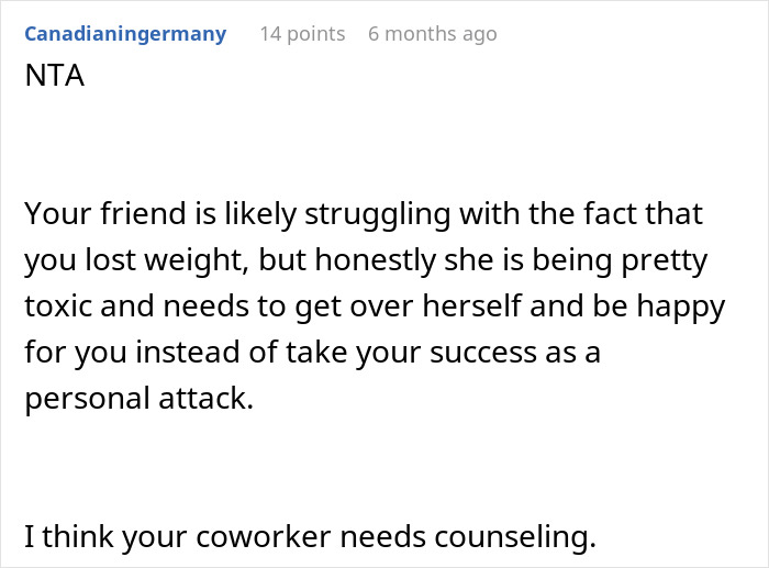 Woman Loses Weight, Her Coworker Is Not Happy About It: &#8220;Fattest Person In The Office&#8221;