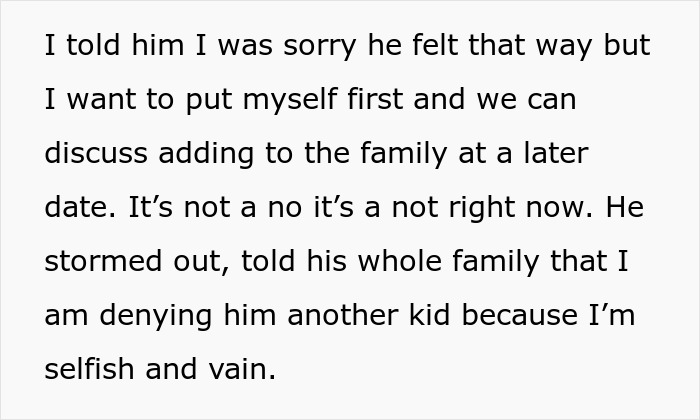 Husband Calls His Wife &#8220;Selfish And Vain&#8221; For Choosing Surgery Over Having Another Baby