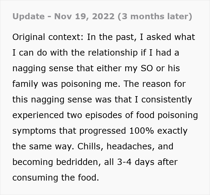 Woman&#8217;s Health Declines Every Time Her Boyfriend Brings Her Food, And Her Worst Suspicion Comes True