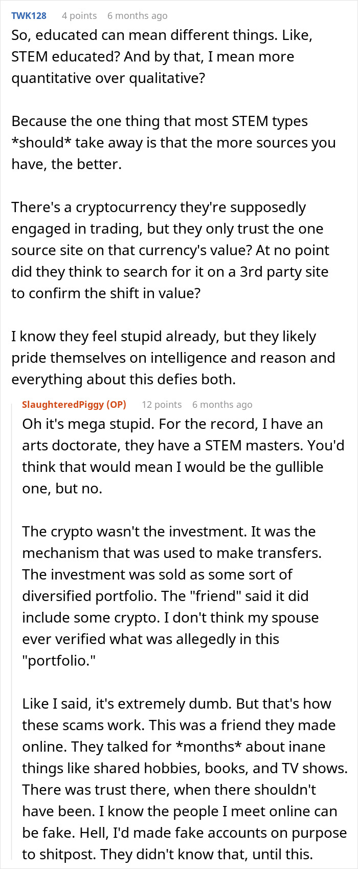 Family Loses Six Figures To A Scam After Spouse Chose To Stupidly Not Say Anything